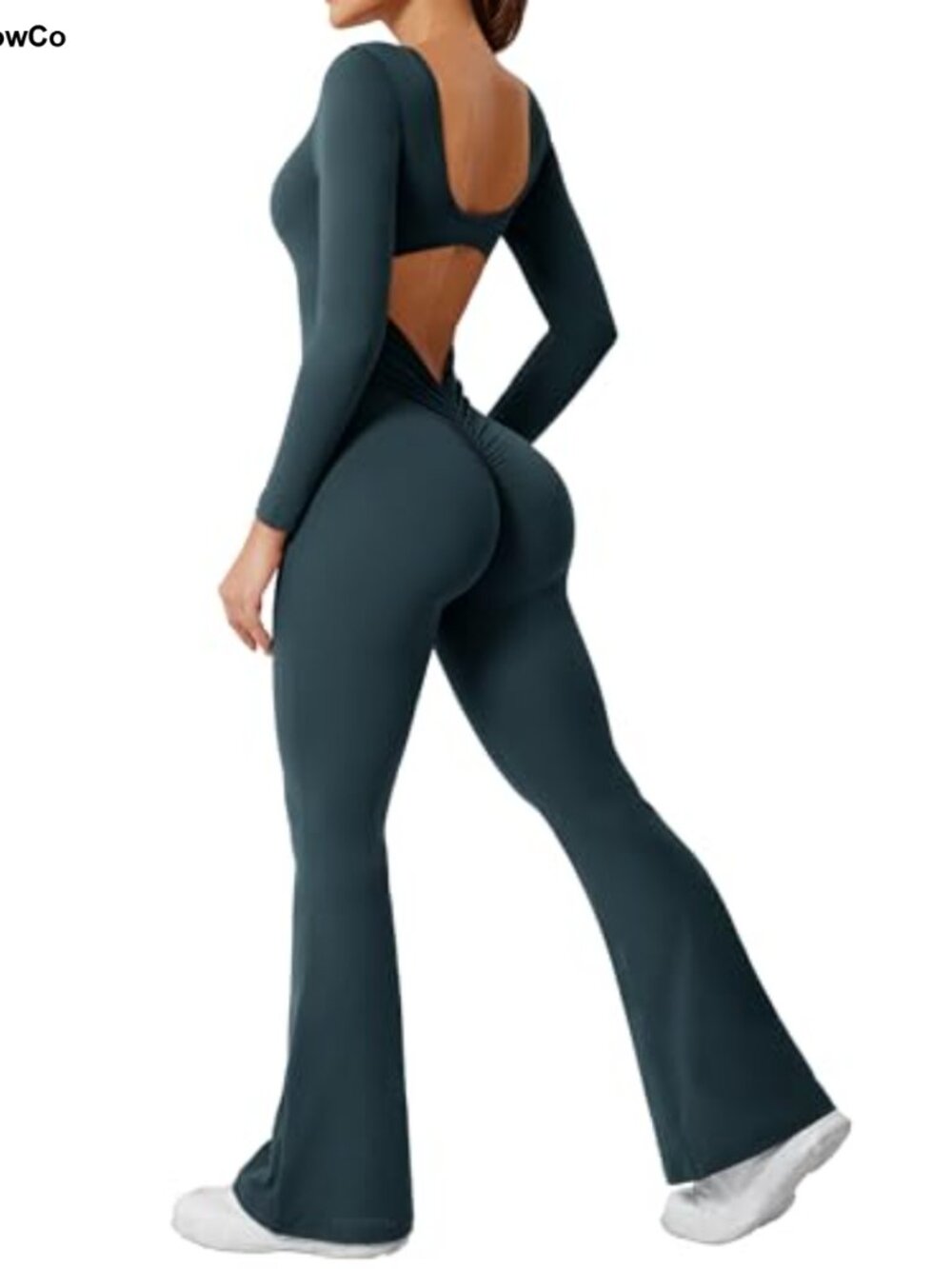 Women One Piece Wide Leg Jumpsuit Long Sleeve Backless Romper